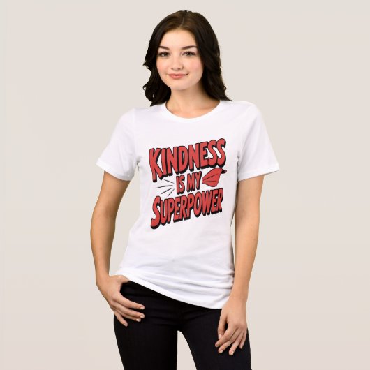 Kindness is My Superpower Illustration Comic Style Tri-Blend Shirt (Voorkant volledig)