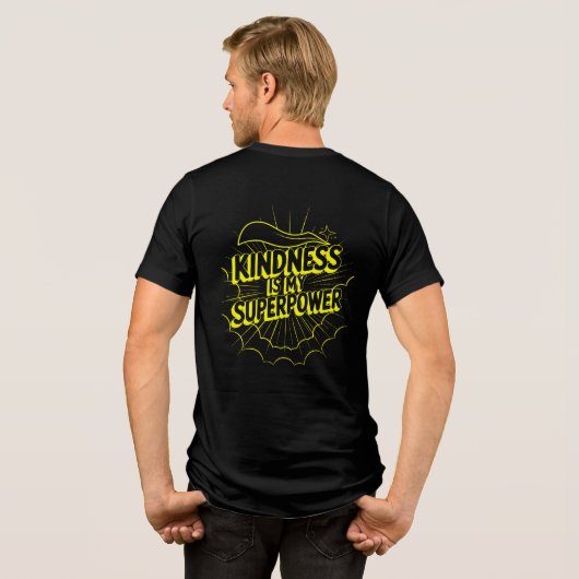 Kindness is My Superpower Neon Comic Style Design Tri-Blend Shirt (Achterkant volledig)