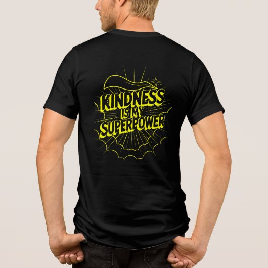 Kindness is My Superpower Neon Comic Style Design Tri-Blend Shirt (Achterkant)
