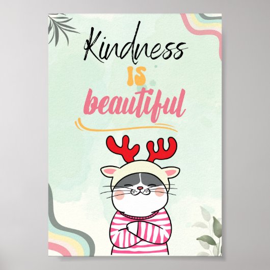 Kindness is prachtig, een citaat van de Kat Lover Poster (Voorkant)