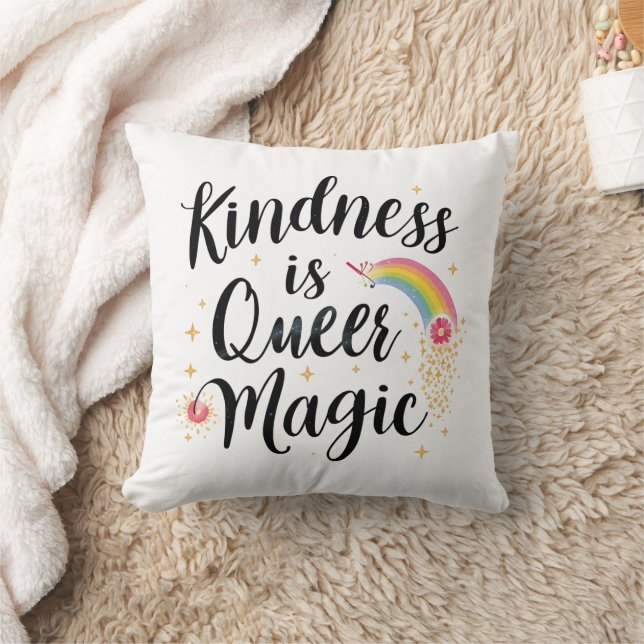 Kindness Is Queer Magic Rainbow Quote LGBTQ+ Kussen (Deken)