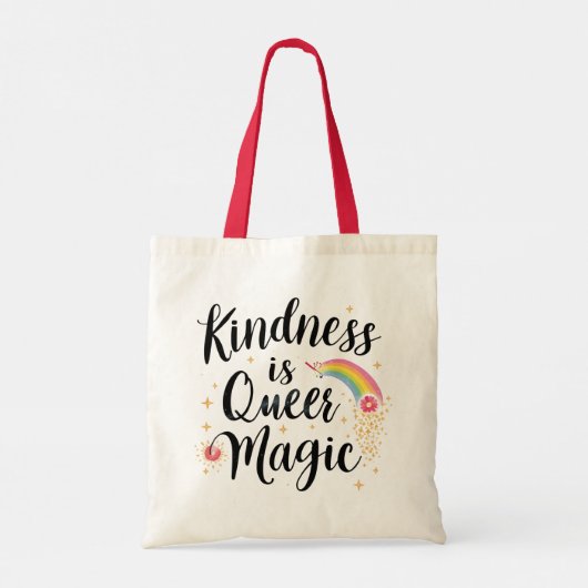Kindness Is Queer Magic Rainbow Quote LGBTQ+ Tote Bag (Achterkant)