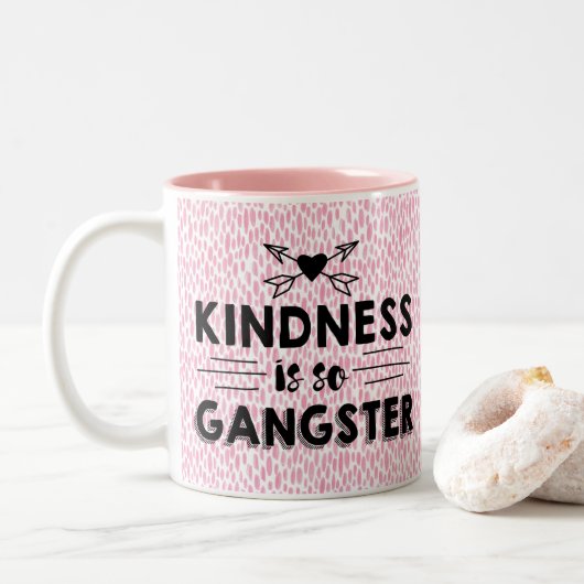 Kindness is zo Gangster Tweekleurige Koffiemok (Met donut)