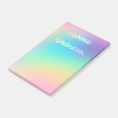 "Kindness kiezen" Zachte cursieve regenbooggradiën Post-it® Notes (Schuin)