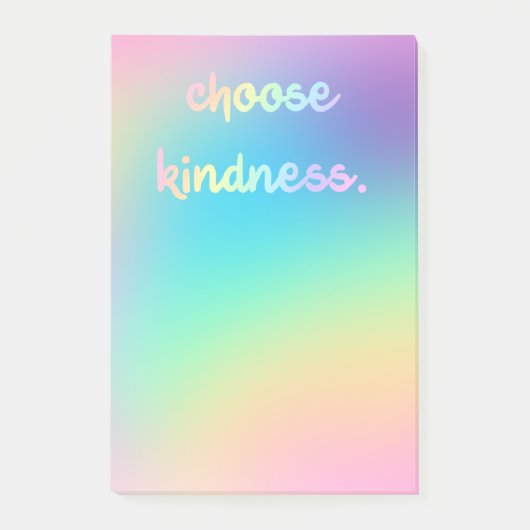 "Kindness kiezen" Zachte cursieve regenbooggradiën Post-it® Notes (Voorkant)