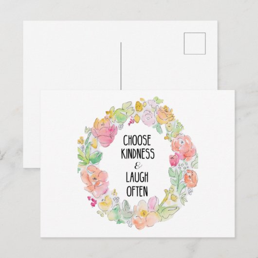Kindness & Laughter Inspirerend Floral Briefkaart (Voorkant / Achterkant)