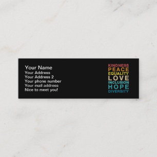 Kindness love diversity LGBT pride Mini Visitekaartje