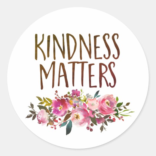 Kindness Matters, Floral inspirerend quote Ronde Sticker (Voorkant)