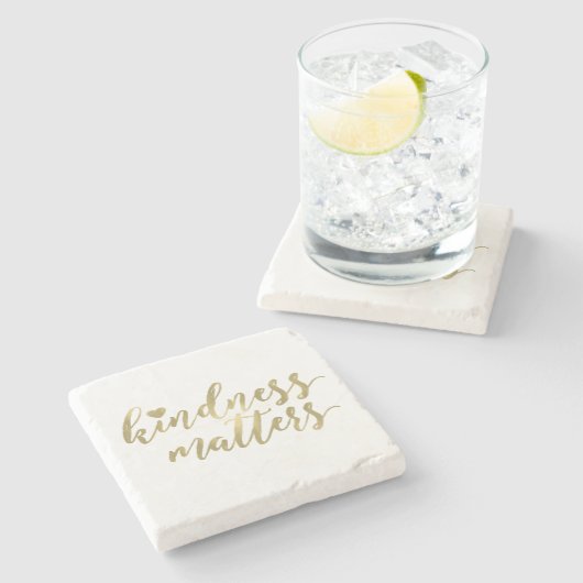 Kindness Matters Gold Heart inspirerend quote Stenen Onderzetter (Zijkant)