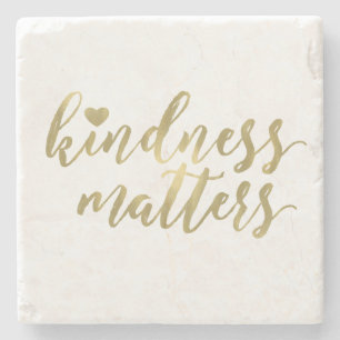 Kindness Matters Gold Heart inspirerend quote Stenen Onderzetter