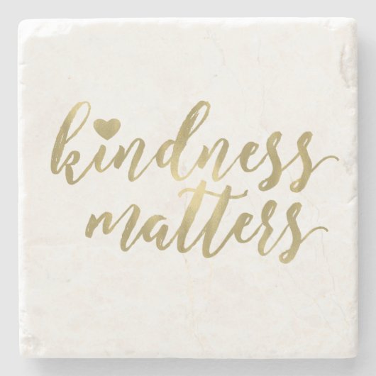 Kindness Matters Gold Heart inspirerend quote Stenen Onderzetter (Voorkant)