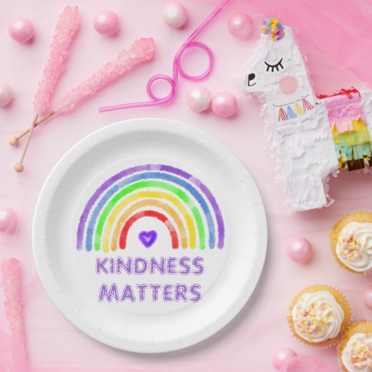 Kindness Matters | Regenboog en Waterverf van het  Papieren Bordje (Feest)