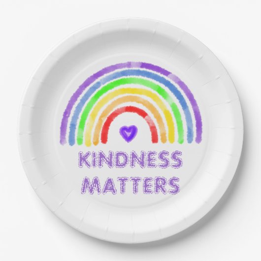 Kindness Matters | Regenboog en Waterverf van het Papieren Bordje (Voorkant)