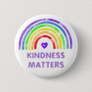 Kindness Matters   Regenboog en Waterverf van het  Ronde Button 5,7 Cm