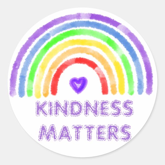 Kindness Matters | Regenboog en Waterverf van het Ronde Sticker (Voorkant)
