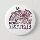 Kindness Matters Retro Butterfly Boho Rainbow Ronde Button 7,6 Cm (Voorkant)