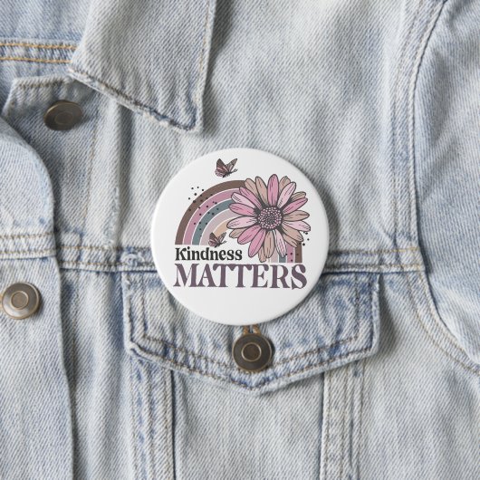 Kindness Matters Retro Butterfly Boho Rainbow Ronde Button 7,6 Cm (In situ)