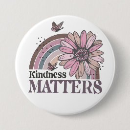 Kindness Matters Retro Butterfly Boho Rainbow Ronde Button 7,6 Cm