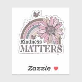 Kindness Matters Retro Butterfly Boho Rainbow Sticker