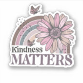 Kindness Matters Retro Butterfly Boho Rainbow Sticker (Voorkant)