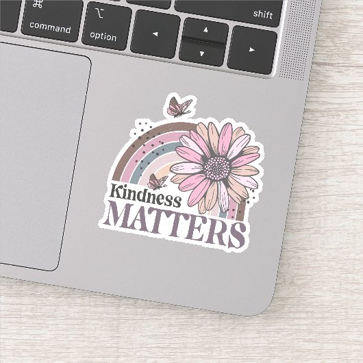 Kindness Matters Retro Butterfly Boho Rainbow Sticker (Detail)