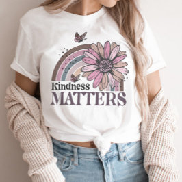 Kindness Matters Retro Butterfly Boho Rainbow T-shirt