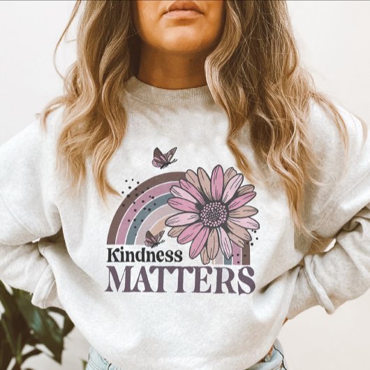 Kindness Matters Retro Butterfly Boho Rainbow Trui