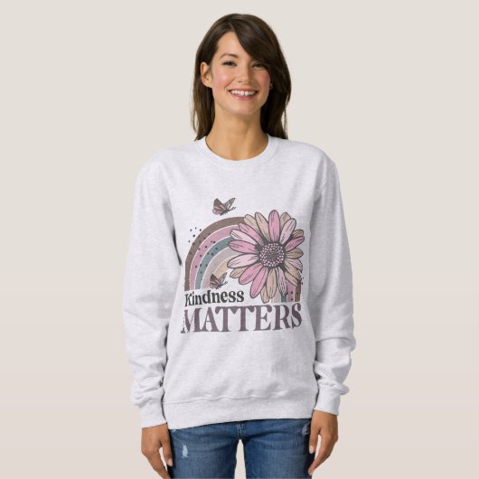 Kindness Matters Retro Butterfly Boho Rainbow Trui (Voorkant volledig)