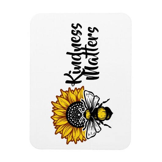 Kindness Matters Sunflower Bee Magneet (Verticaal)
