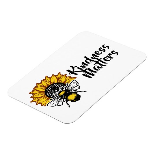 Kindness Matters Sunflower Bee Magneet (Linkerzijde)