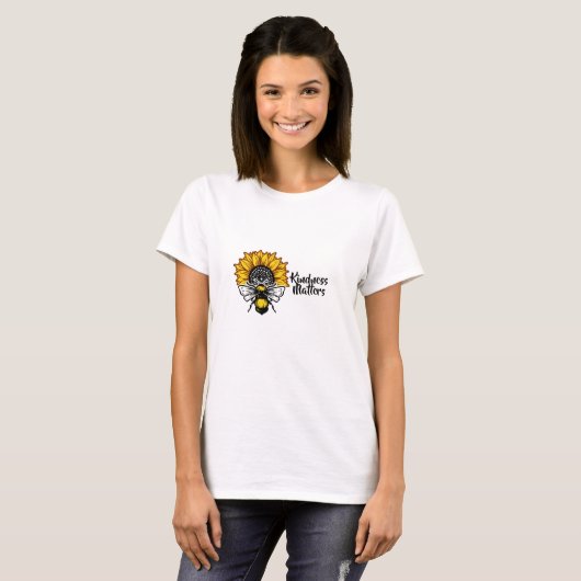 Kindness Matters Sunflower Bee T-shirt (Voorkant volledig)
