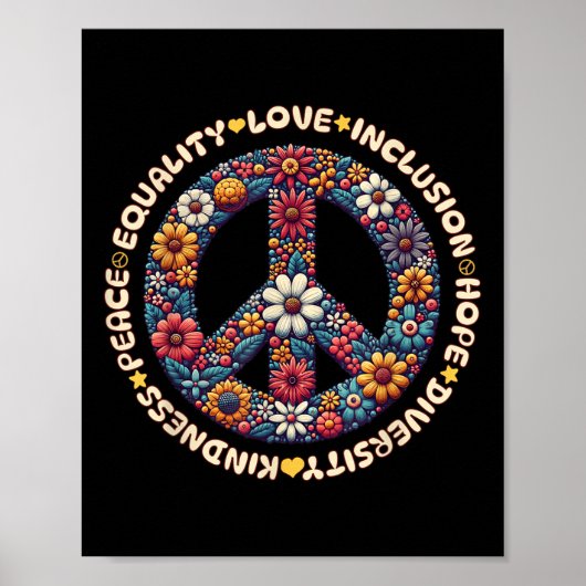 Kindness Peace Equality Love Inclusion Hope Divers Poster (Voorkant)