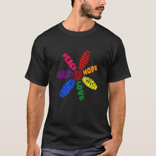 Kindness Peace Equality Love Inclusion Hope Divers T-shirt (Voorkant)