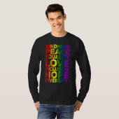 Kindness Peace Equality Love Inclusion Hope LGBT F T-shirt (Voorkant volledig)
