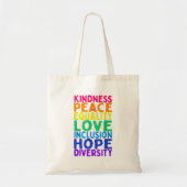 Kindness Peace Inclusive Diversity Hum Tote Bag (Voorkant)