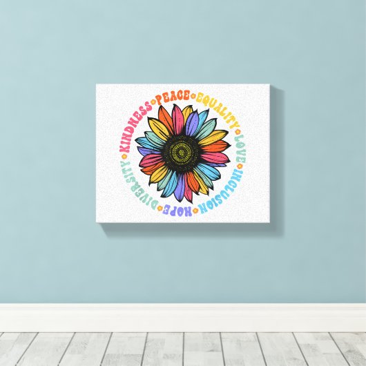 Kindness Peace Love Hope Diversity Human Human Canvas Afdruk (Insitu (Houten vloer))