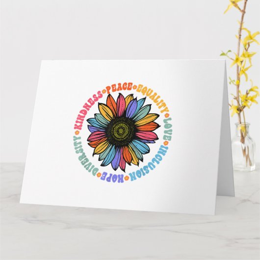 Kindness Peace Love Hope Diversity Human Human Kaart (Gele Bloem)