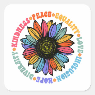 Kindness Peace Love Hope Diversity Human Human Vierkante Sticker