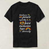 Kindness Peace Love Inclusion Gay Pride L T-shirt (Design voorkant)