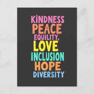 Kindness Peace Love Inclusion Hope Divers Aankondigingskaart