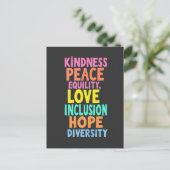 Kindness Peace Love Inclusion Hope Divers Aankondigingskaart (Staand voorkant)