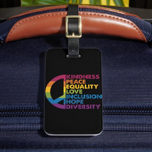 Kindness Peace Love Inclusion Hope Divers Bagagelabel (Voorkant Insitu 2)