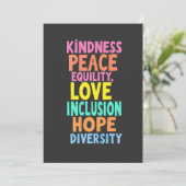 Kindness Peace Love Inclusion Hope Divers Bedankkaart (Staand voorkant)
