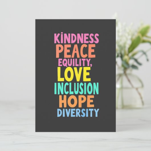 Kindness Peace Love Inclusion Hope Divers Bedankkaart (Staand voorkant)