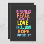 Kindness Peace Love Inclusion Hope Divers Bedankkaart (Voorkant / Achterkant)