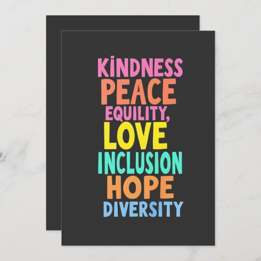 Kindness Peace Love Inclusion Hope Divers Bedankkaart (Voorkant / Achterkant)