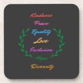 Kindness Peace Love Inclusion Hope Divers Bier Onderzetter (Voorkant)