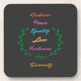 Kindness Peace Love Inclusion Hope Divers Bier Onderzetter