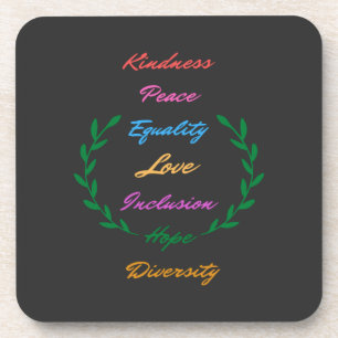 Kindness Peace Love Inclusion Hope Divers Bier Onderzetter