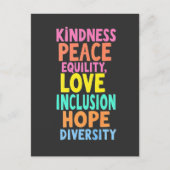 Kindness Peace Love Inclusion Hope Divers Briefkaart (Voorkant)